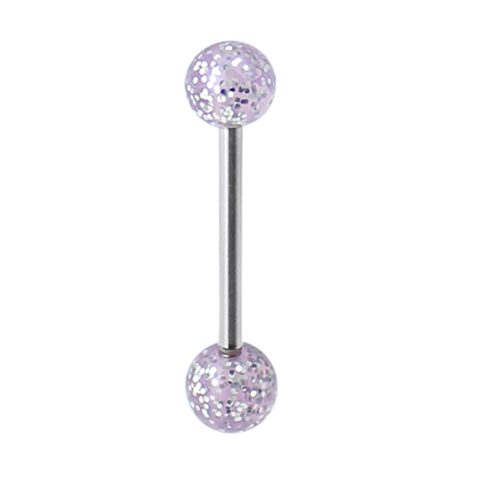 Tongue Bar with Glitter UV Balls