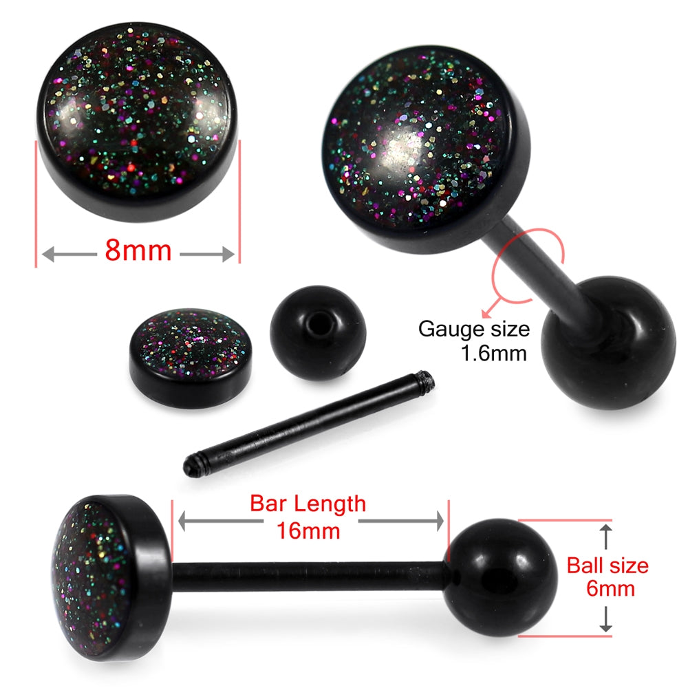 UV Tongue Barbell With Glittering Round Top