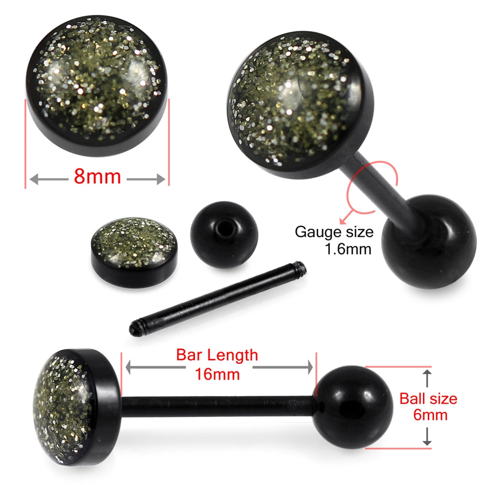 UV Tongue Barbell With Glittering Round Top