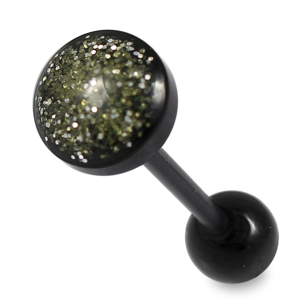 UV Tongue Barbell With Glittering Round Top