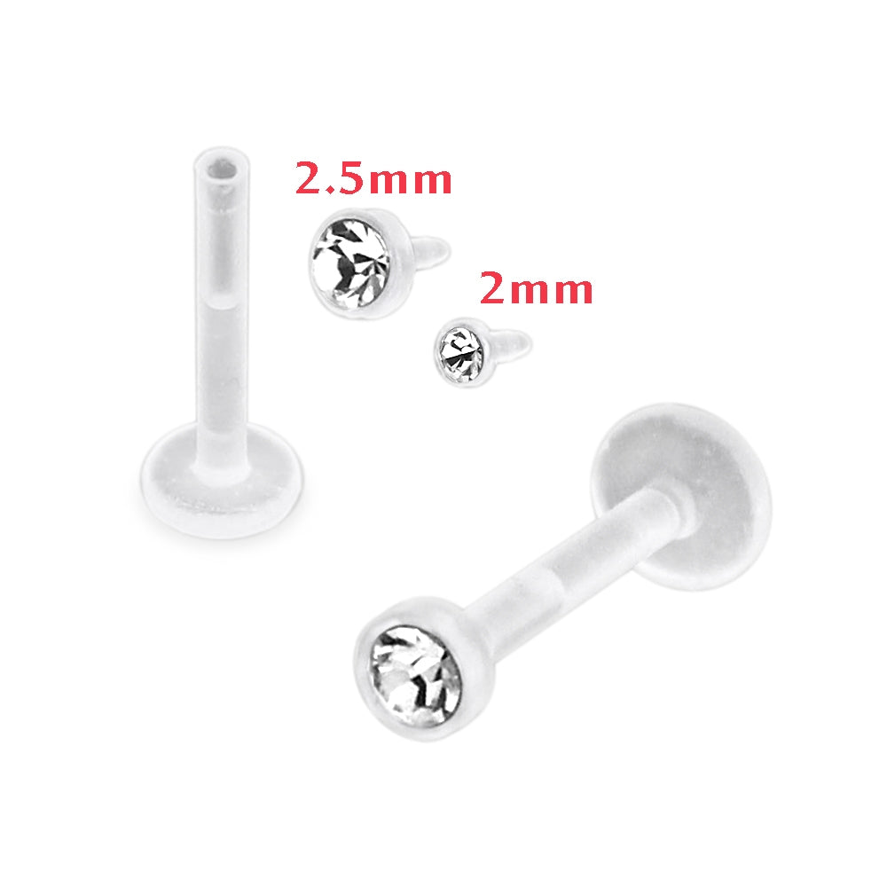 UV Bio Madonna Labret with Top Setting CZ Stone