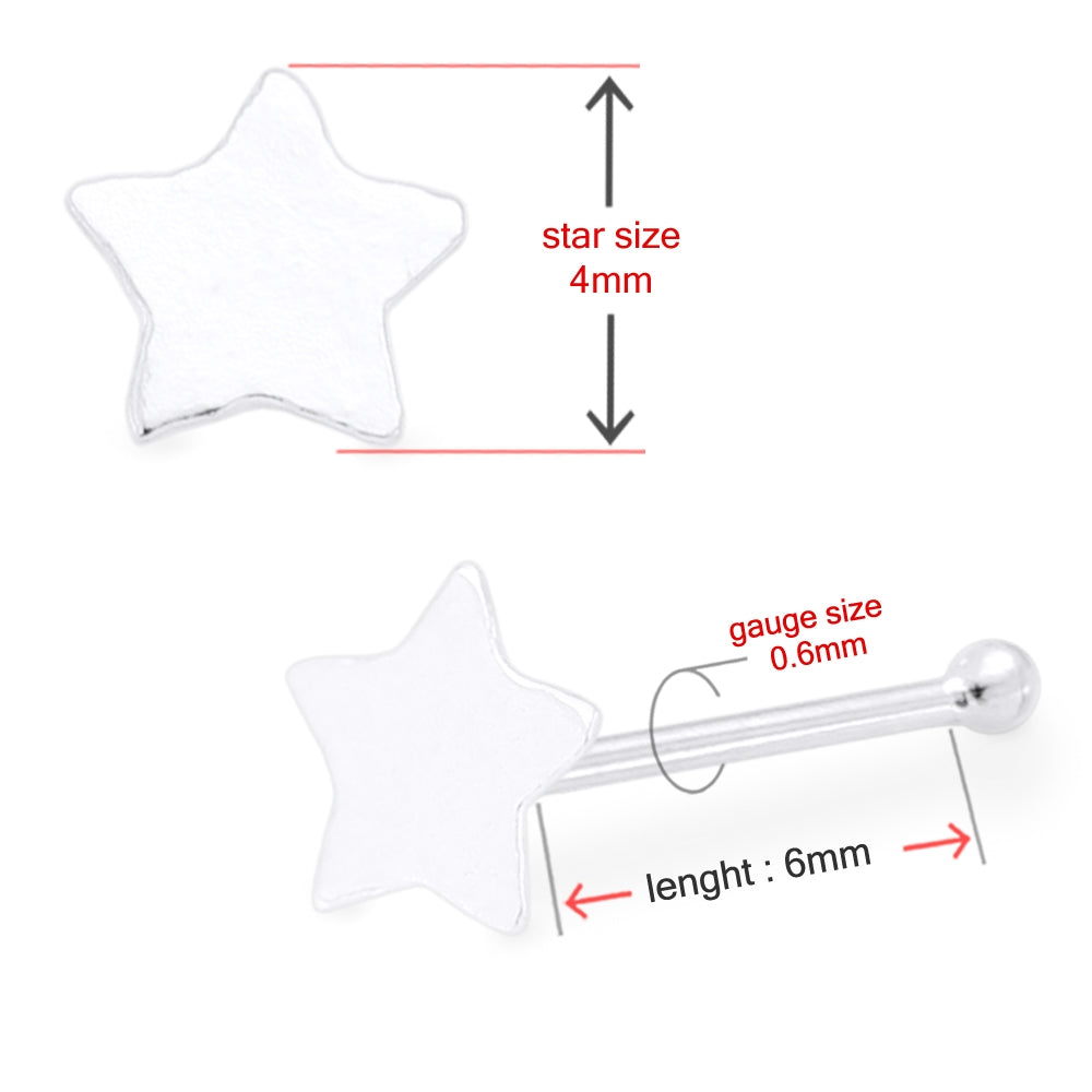 Flat Plain Star Ball End Nose Pin