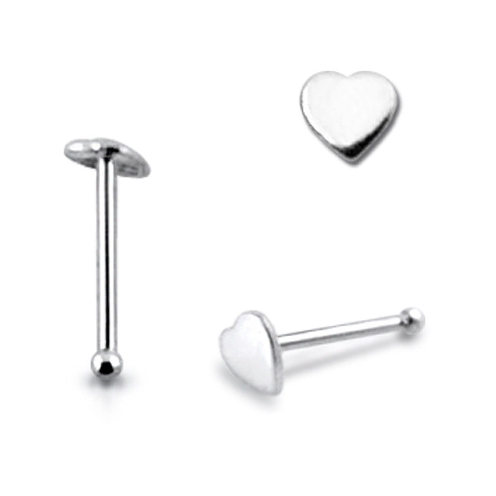 Plain Heart Ball End Nose Pin