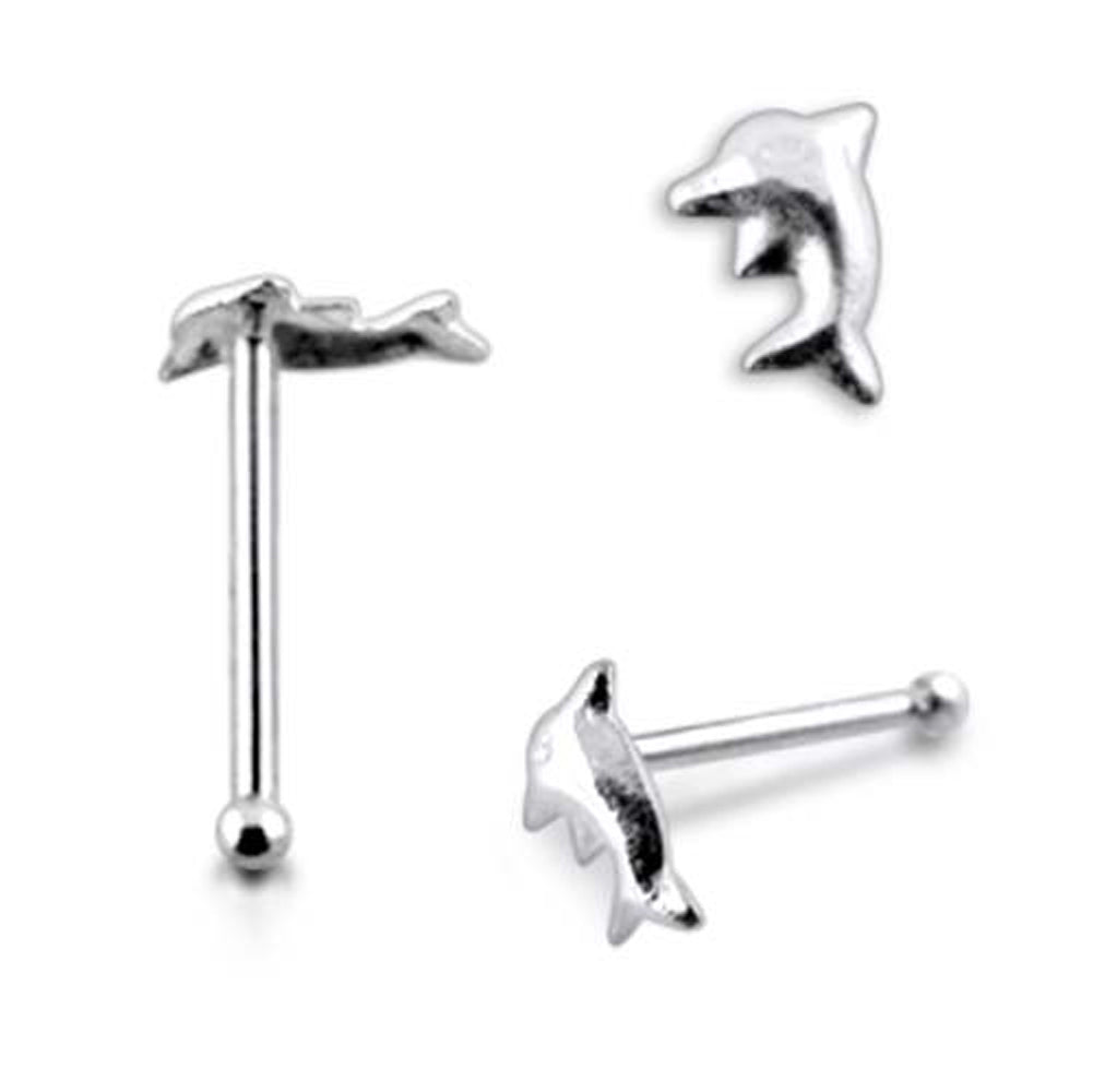 Plain Dolphin Ball End Nose Pin