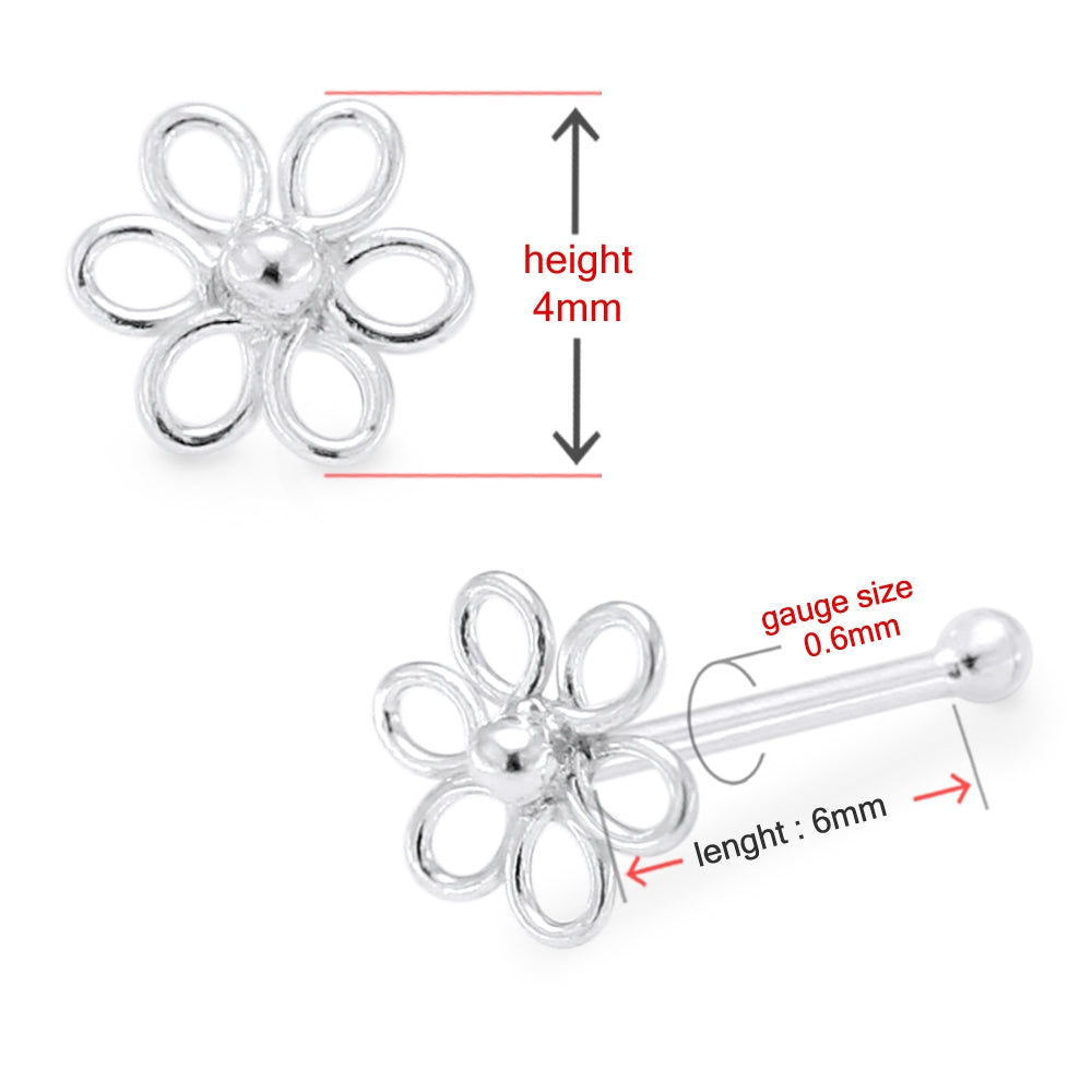 Filigree Flower Ball End Nose Pin