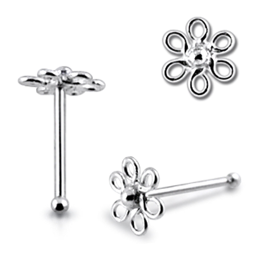 Filigree Flower Ball End Nose Pin