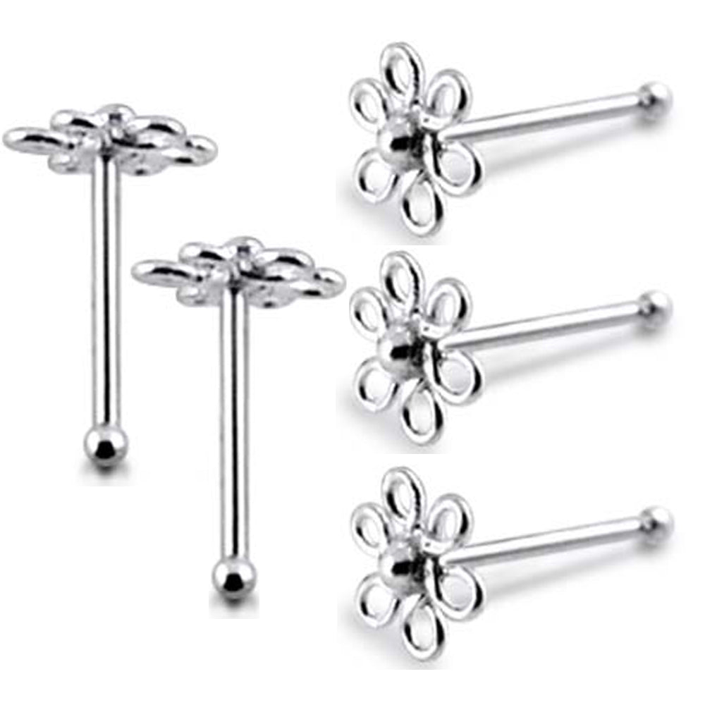 Filigree Flower Ball End Nose Pin