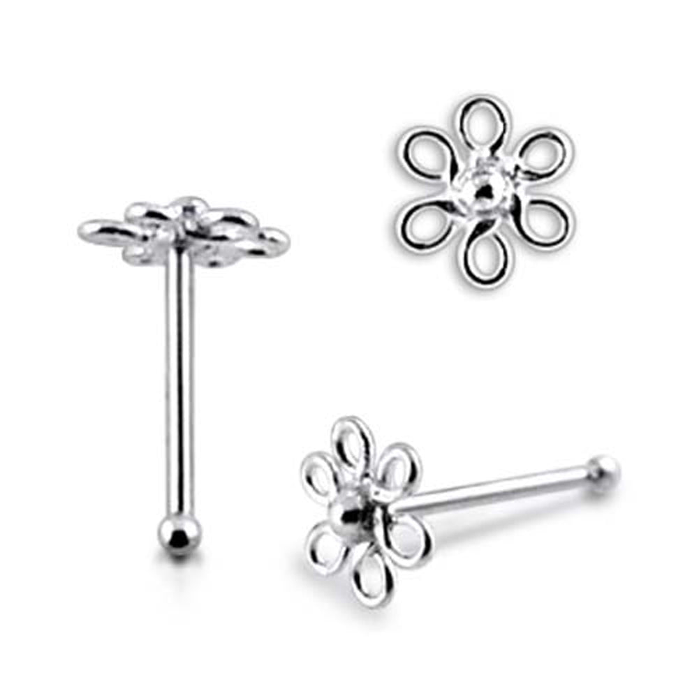 Filigree Flower Ball End Nose Pin