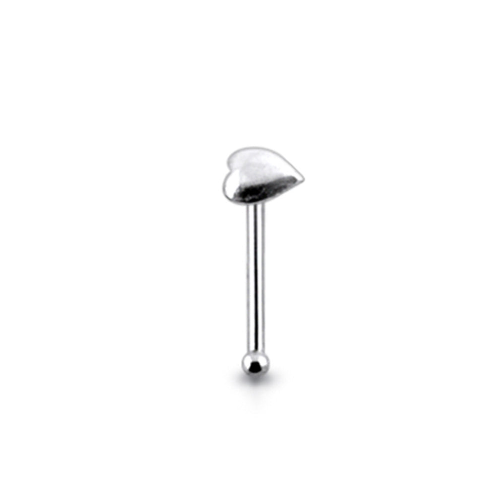 Plain Pumped Heart Ball End Nose Pin