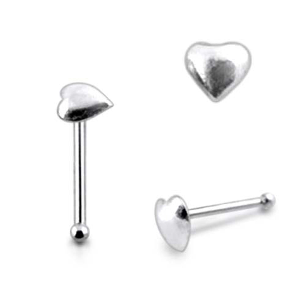 Plain Pumped Heart Ball End Nose Pin