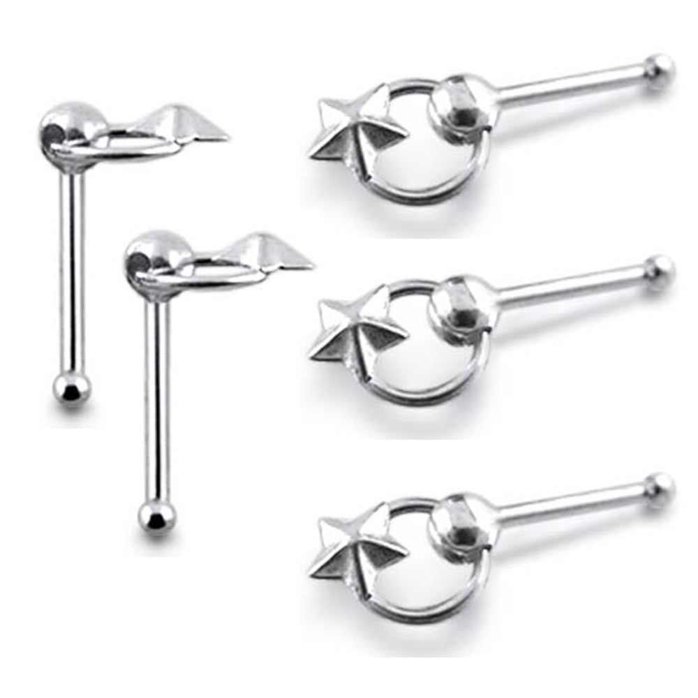 Star on Moving Ring Ball End Nose Pin