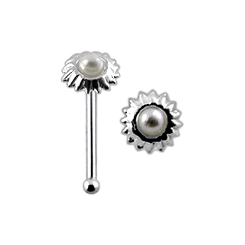 Sun with Pearl Nose Stud Nose Pin