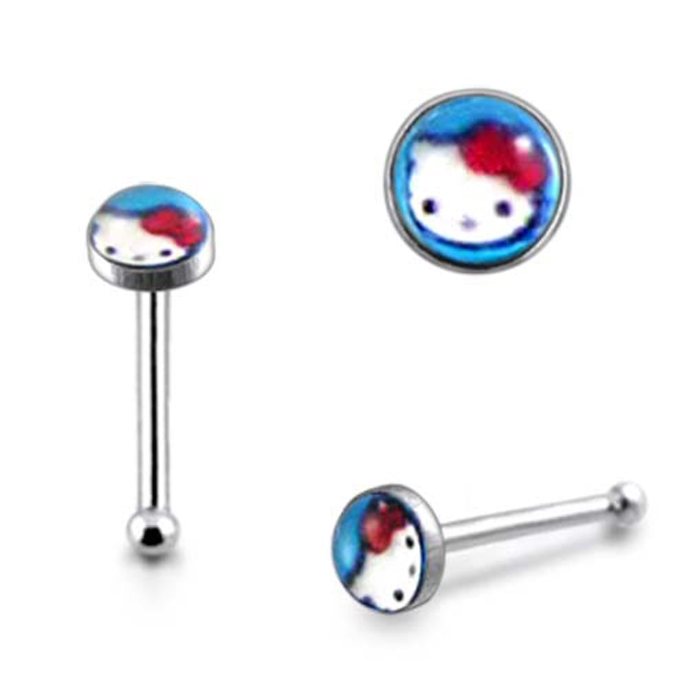 3mm Kitty Ball End Logo Nose Pin
