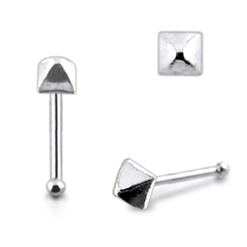 Plain Tetra Pyramid Ball End Nose Pin
