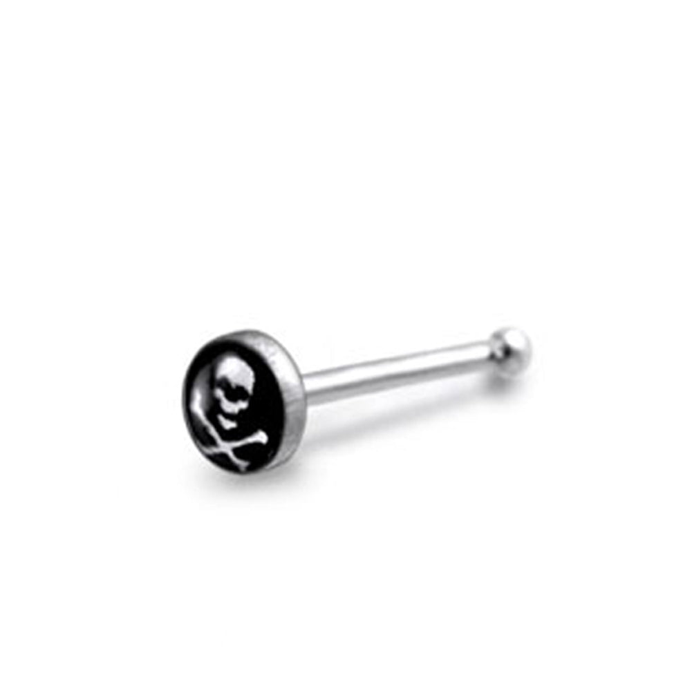 3mm Skull and Bones Ball End Logo Nose Pin