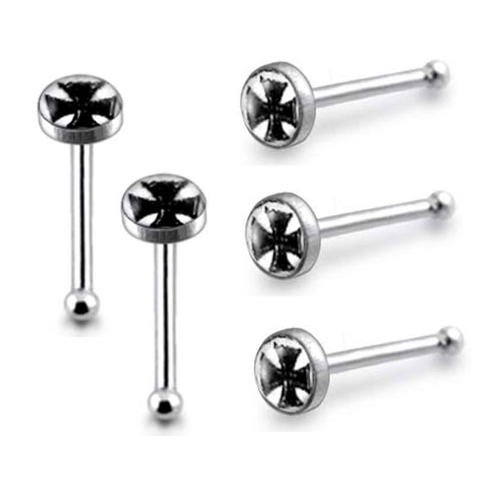 3mm Iron Cross Ball End Logo Nose Pin