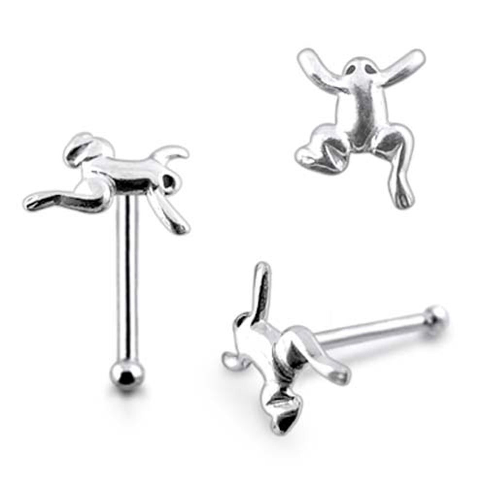 Plain Jumping Frog Ball End Nose Pin