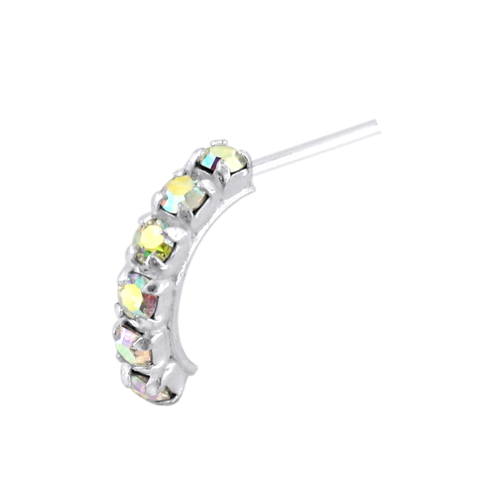 925 Sterling Silver Six CZ Stones Curved Nose Stud