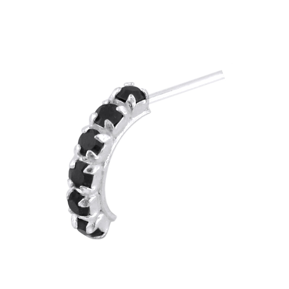 925 Sterling Silver Six CZ Stones Curved Nose Stud