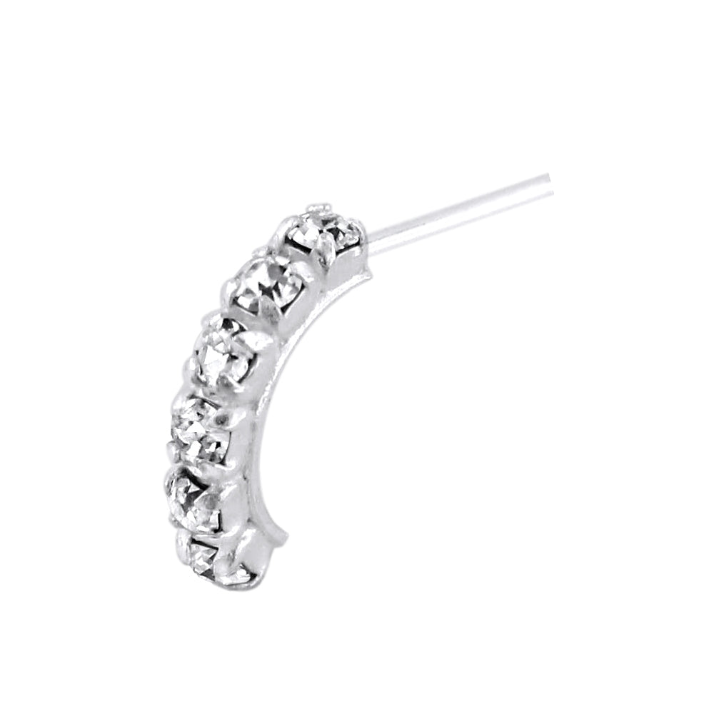 925 Sterling Silver Six CZ Stones Curved Nose Stud