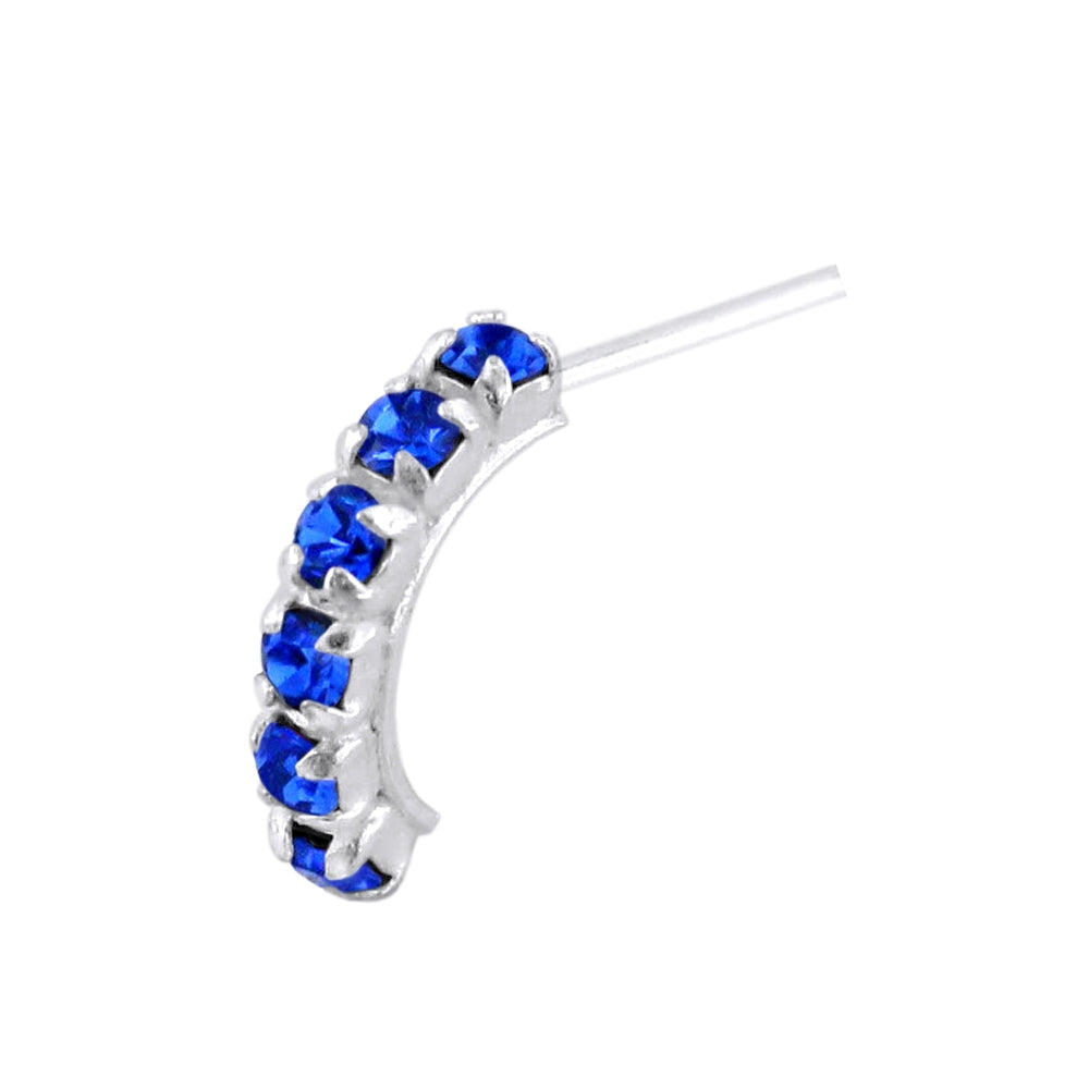 925 Sterling Silver Six CZ Stones Curved Nose Stud