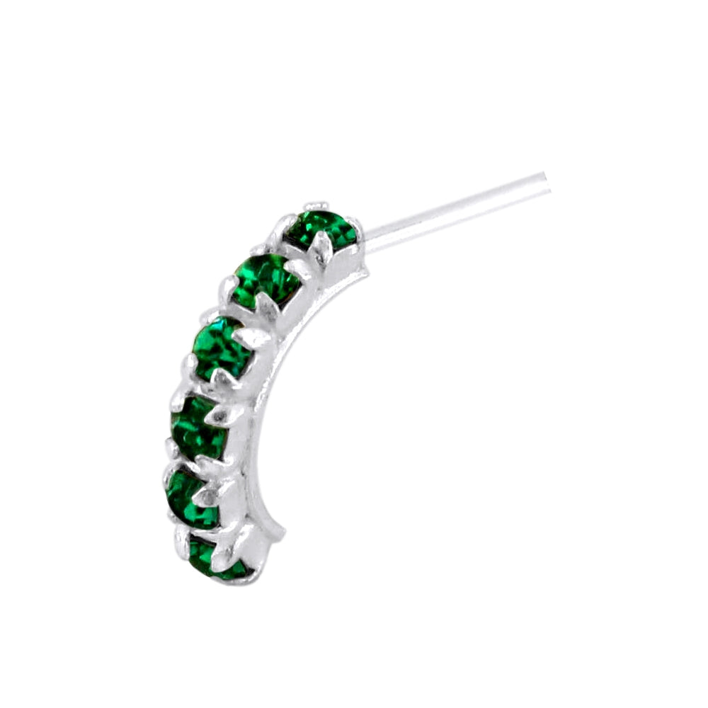 925 Sterling Silver Six CZ Stones Curved Nose Stud