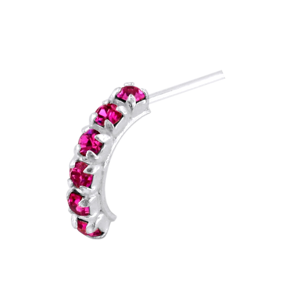 925 Sterling Silver Six CZ Stones Curved Nose Stud