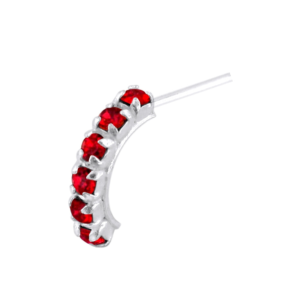 925 Sterling Silver Six CZ Stones Curved Nose Stud
