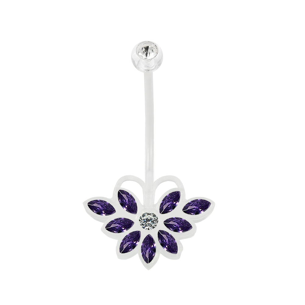 14G BioFlex Base CZ Jeweled Butterfly Navel Ring