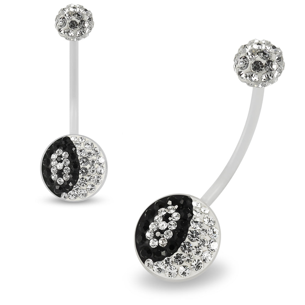 Multi Crystals jeweled Number 8 Transparent BioFlex with Crystal Ferido Ball Top pregnancy Belly Ring