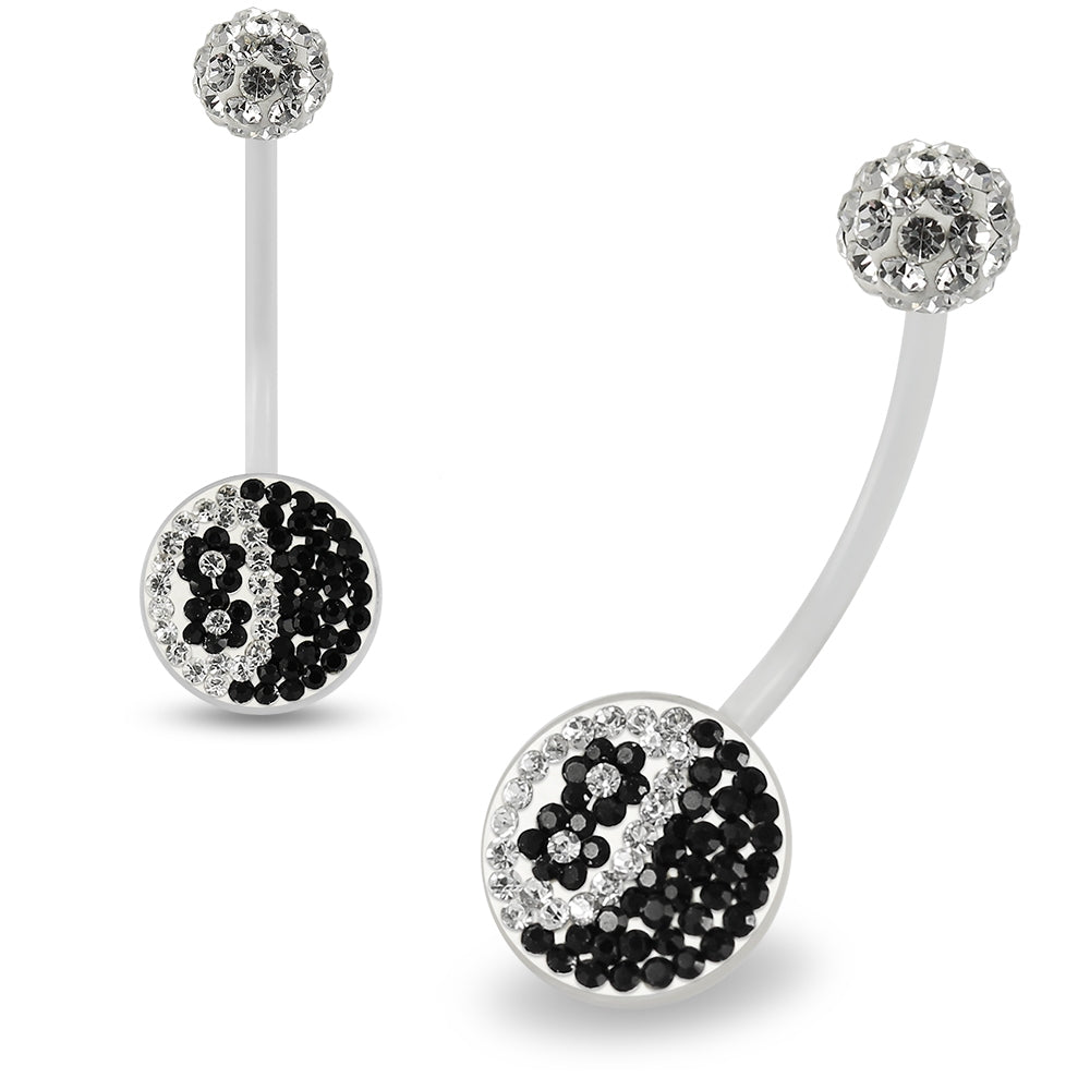 Multi Crystals jeweled Number 8 Transparent BioFlex with Crystal Ferido Ball Top pregnancy Belly Ring