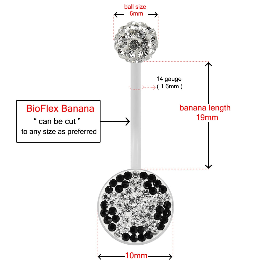 Multi Crystals jeweled star Transparent BioFlex with Crystal Ferido Ball Top pregnancy Belly Ring