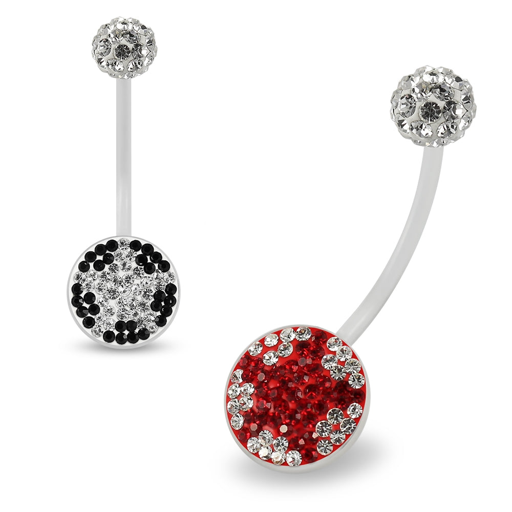 Multi Crystals jeweled star Transparent BioFlex with Crystal Ferido Ball Top pregnancy Belly Ring