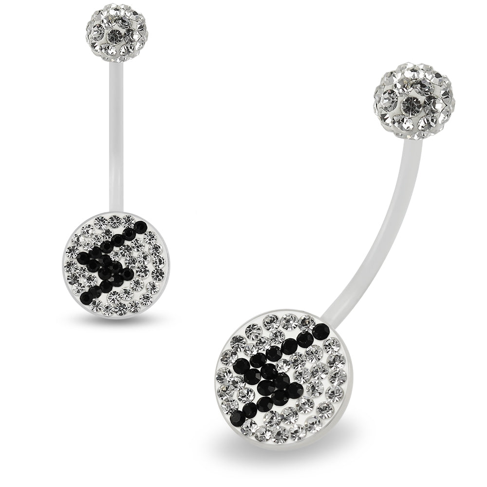 Multi Crystals jeweled Flash Transparent BioFlex with Crystal Ferido Ball Top pregnancy Belly Ring