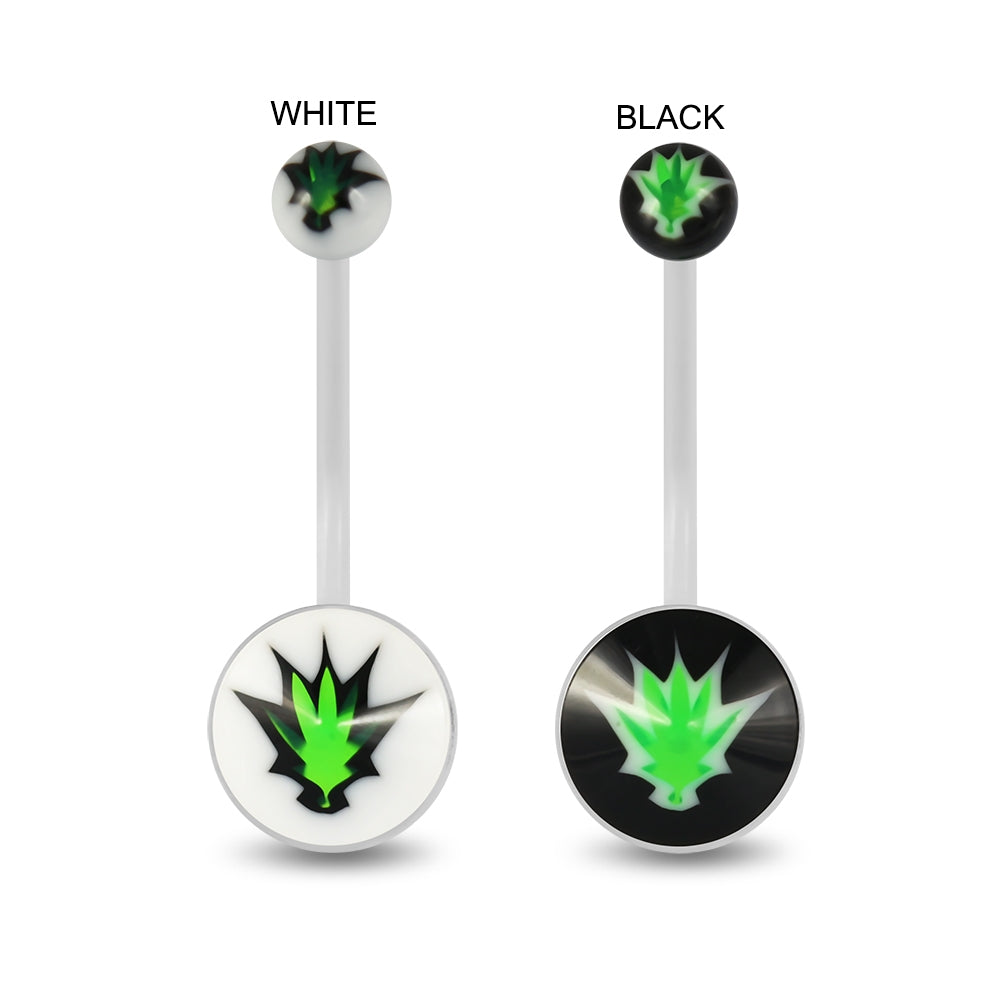 Marijuana Transparent BioFlex with UV Ball Top pregnancy Belly Ring