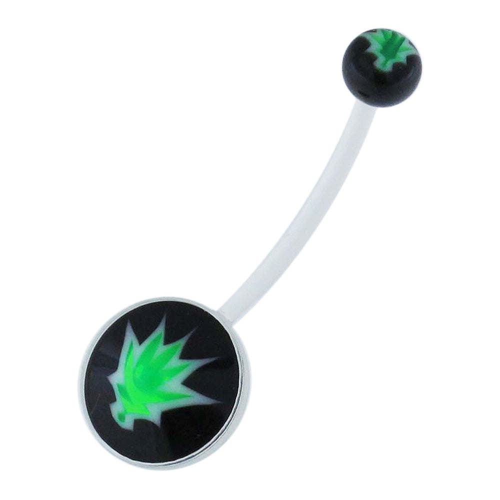 Marijuana Transparent BioFlex with UV Ball Top pregnancy Belly Ring