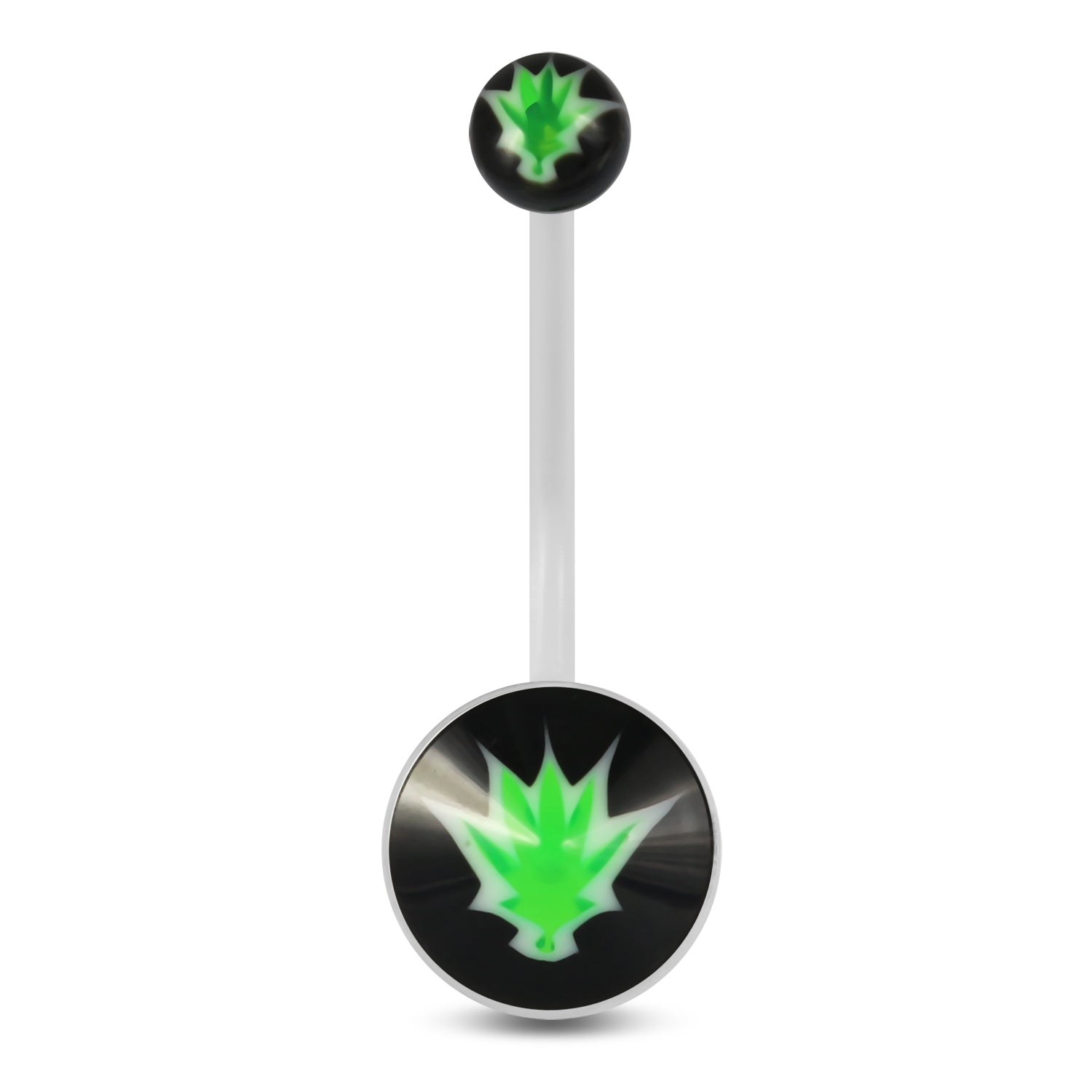 Marijuana Transparent BioFlex with UV Ball Top pregnancy Belly Ring