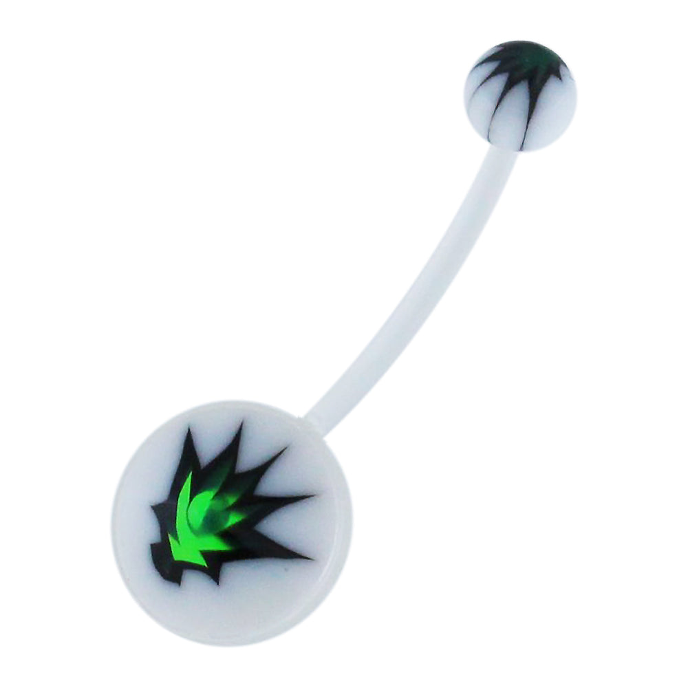 Marijuana Transparent BioFlex with UV Ball Top pregnancy Belly Ring