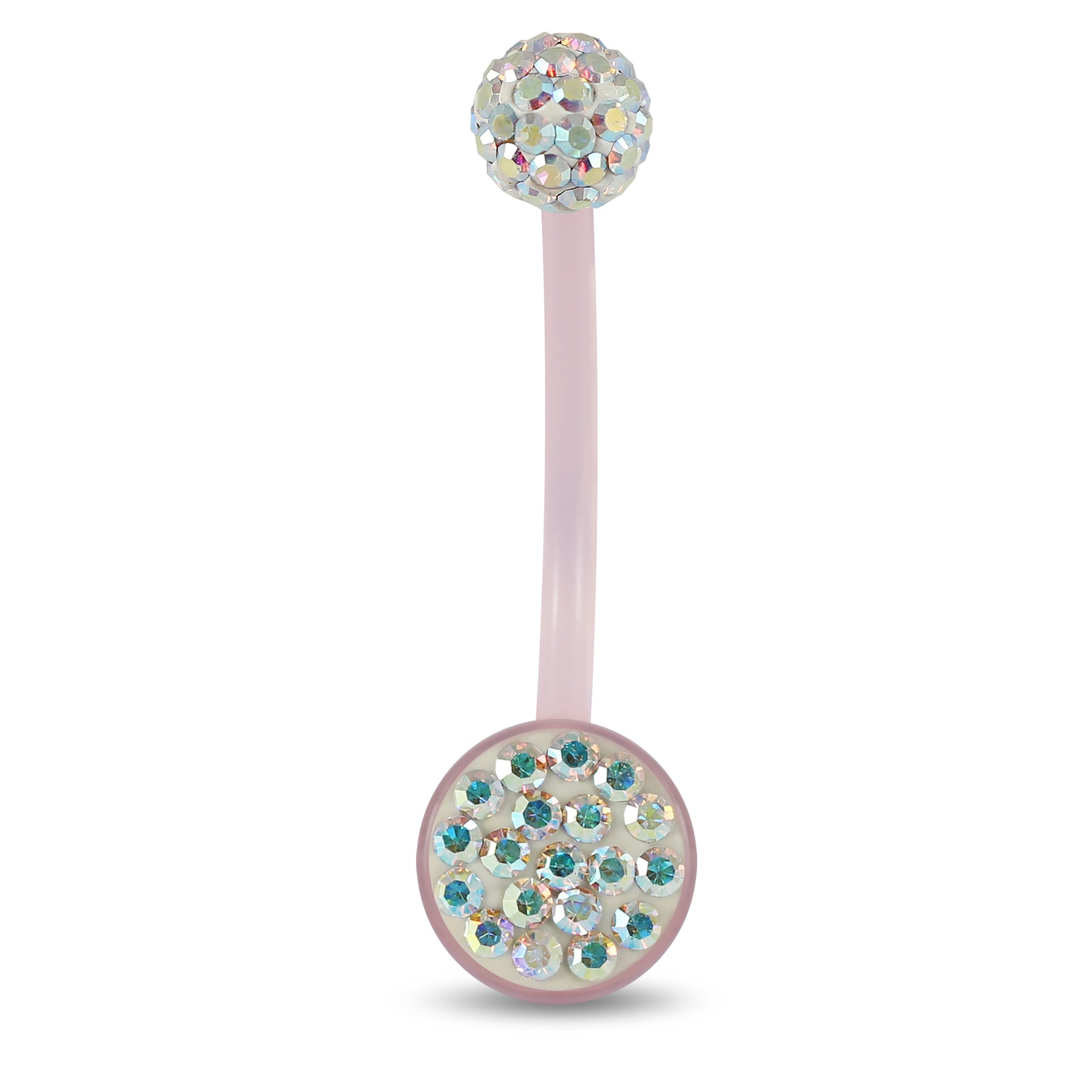 8mm Pink Base BioFlex with Crystal Ferido Top Ball Pregnancy Belly Ring