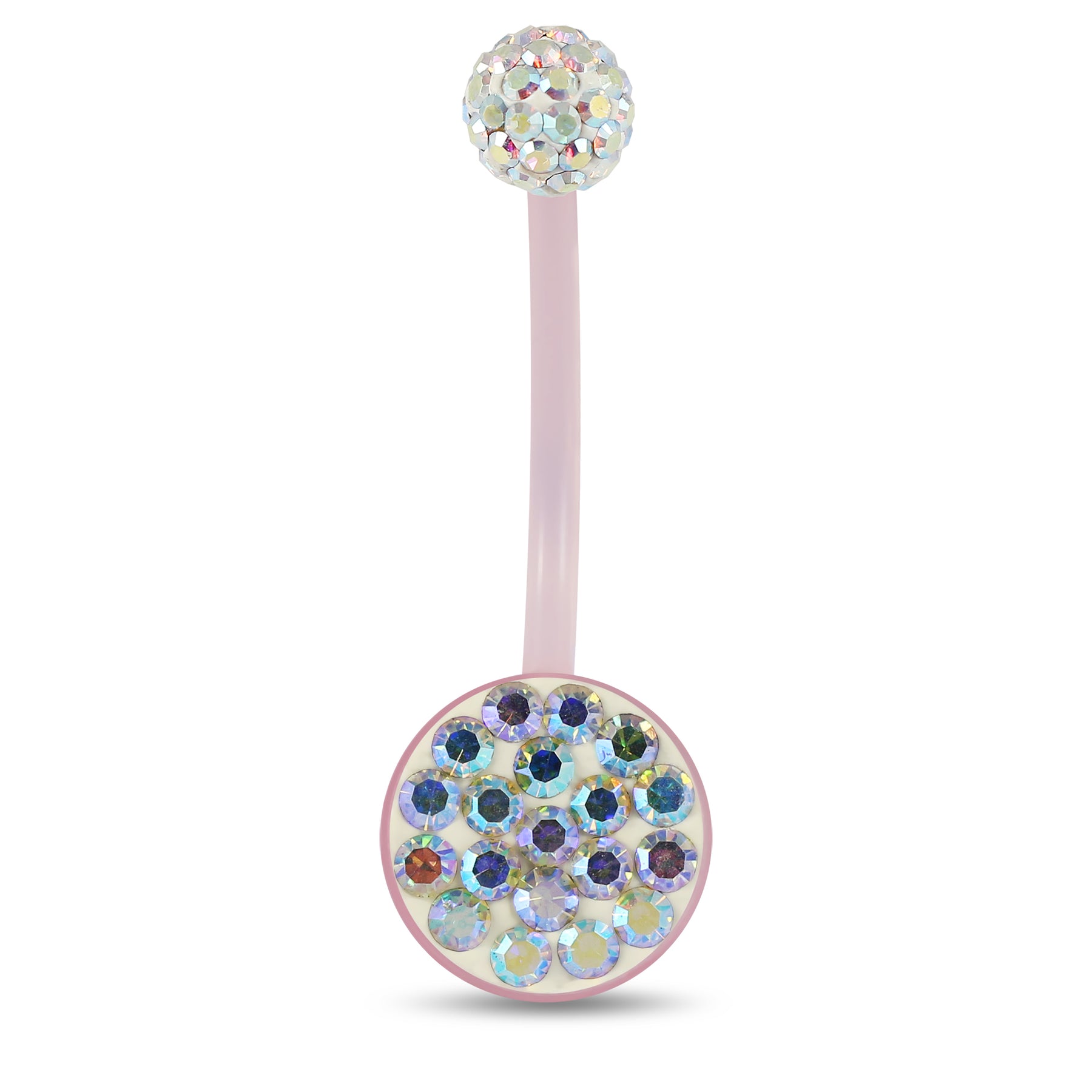 10mm Pink Base BioFlex with Crystal Ferido Top Ball pregnancy Belly Ring