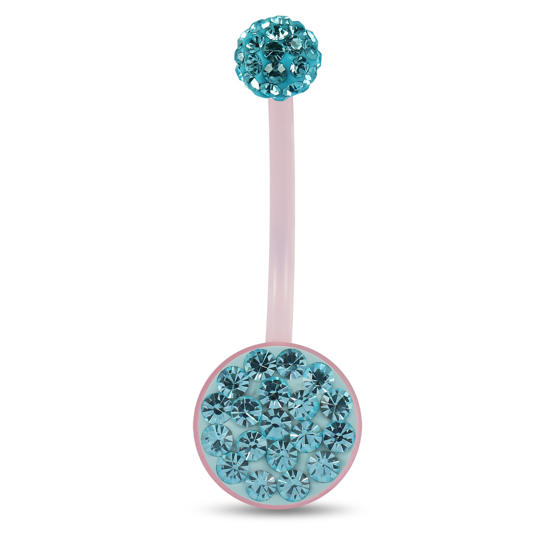 10mm Pink Base BioFlex with Crystal Ferido Top Ball pregnancy Belly Ring