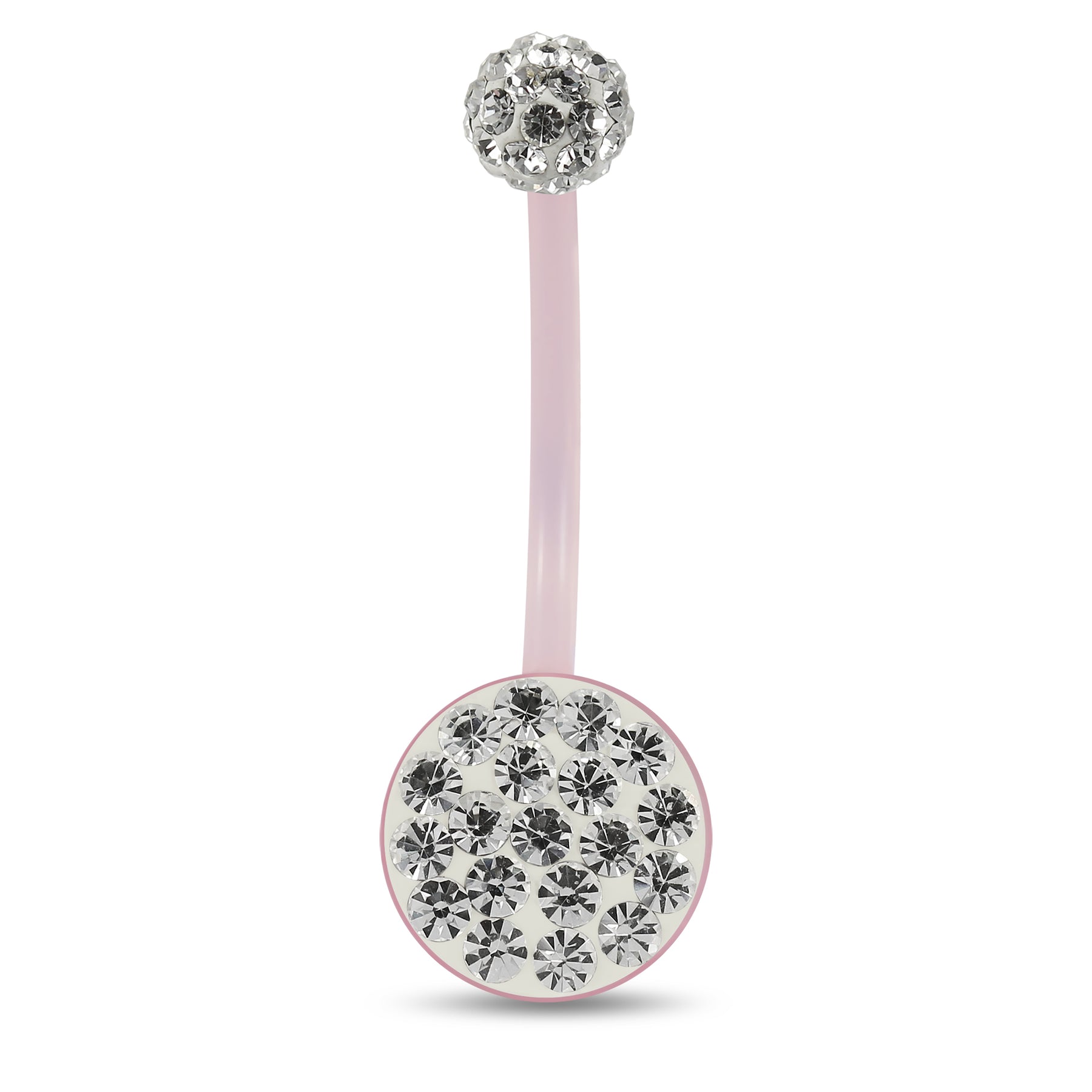 10mm Pink Base BioFlex with Crystal Ferido Top Ball pregnancy Belly Ring