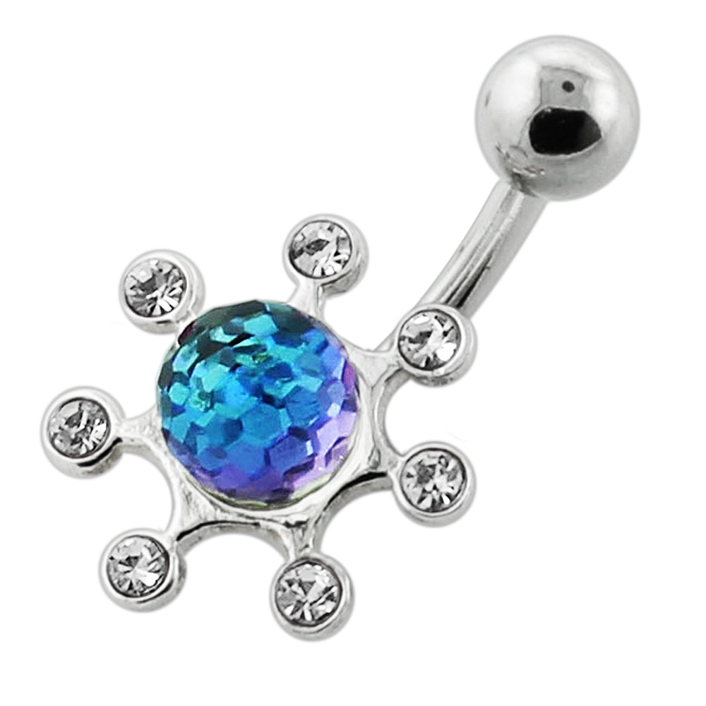 Multi jeweled Sun Rays Navel Belly Bar