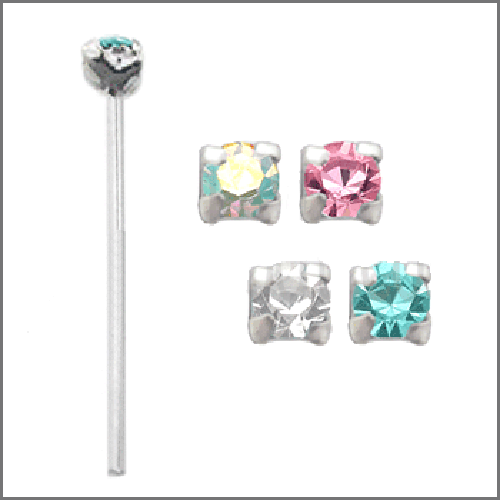 Prong Set Long Straight Nose Pin