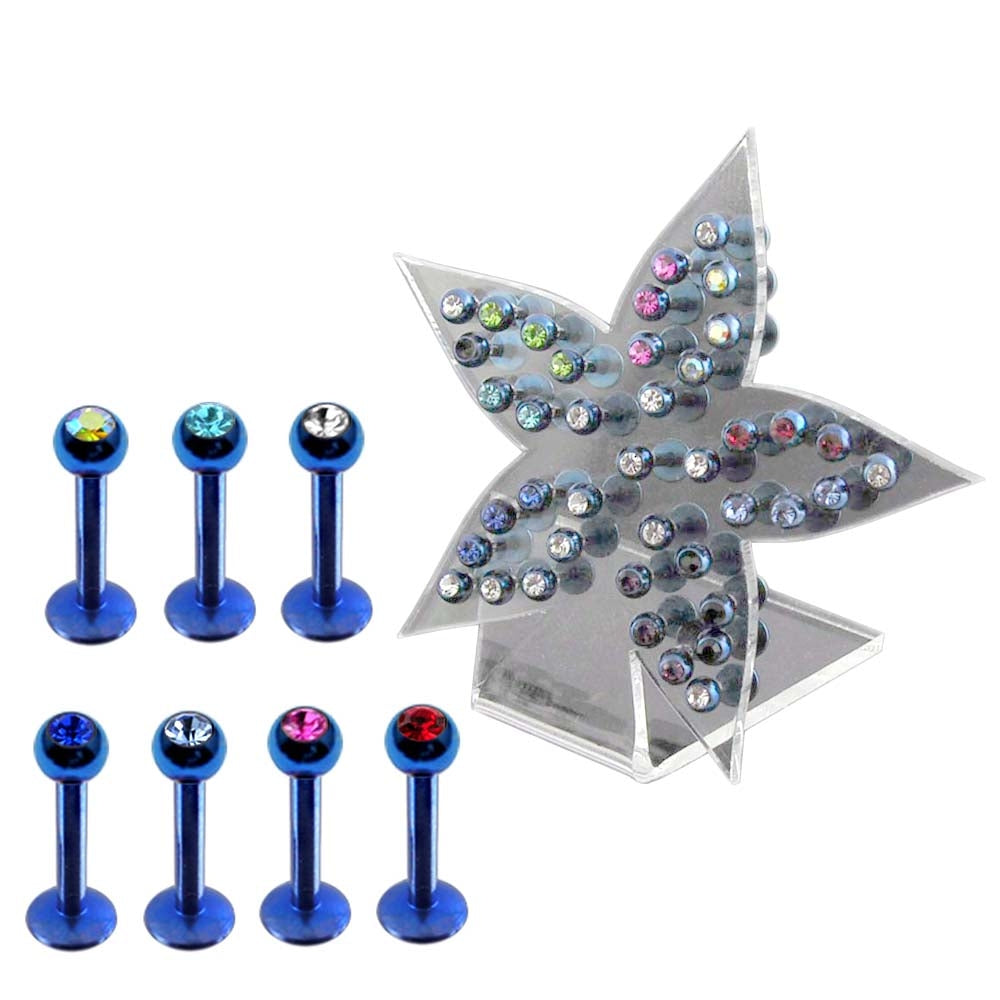 Anodized Labret with 3mm Stone Ball in a Tiny Display
