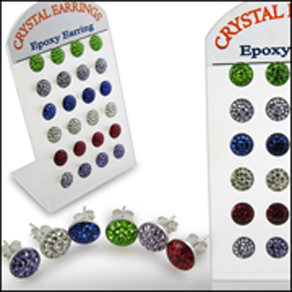 Crystal Ear Stud with Epoxy Cover
