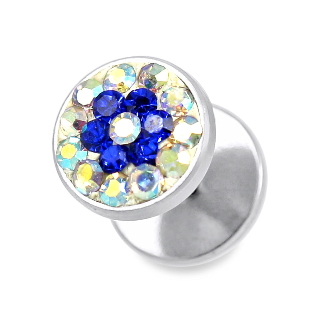 Rainbow And Blue Crystal Stone SS Ear Stud Earring