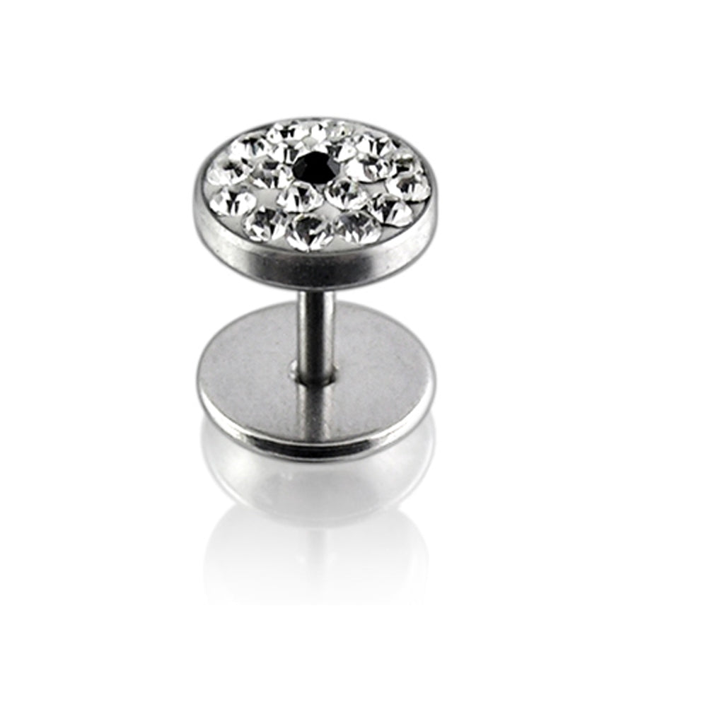 316L SS White Crystal Stone Ear Plug