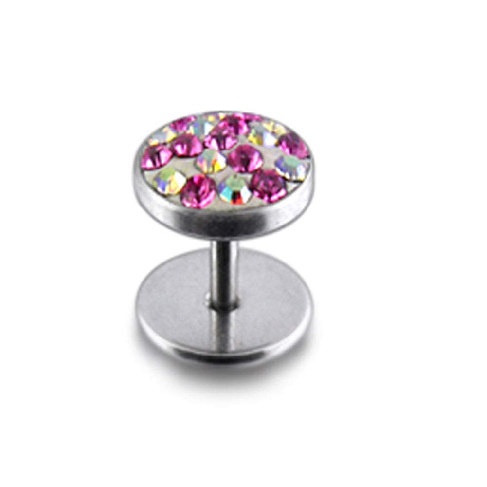 316L SS Pink Multi Crystal Stone Stud Earring