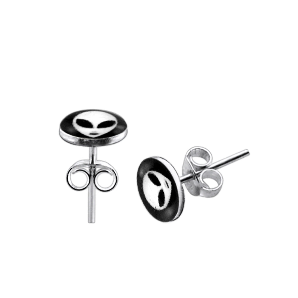 Alien Logo Silver Earring